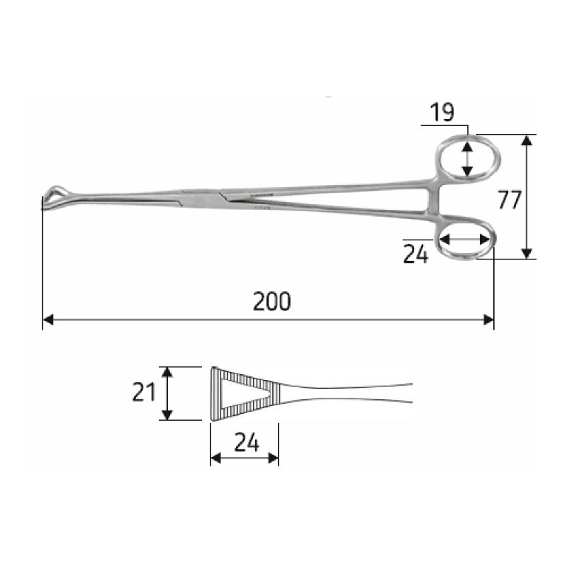 Затискач для утримування Pennington, 20 cм, вікончастий трикутний прямий, J-17-178, Surgicon